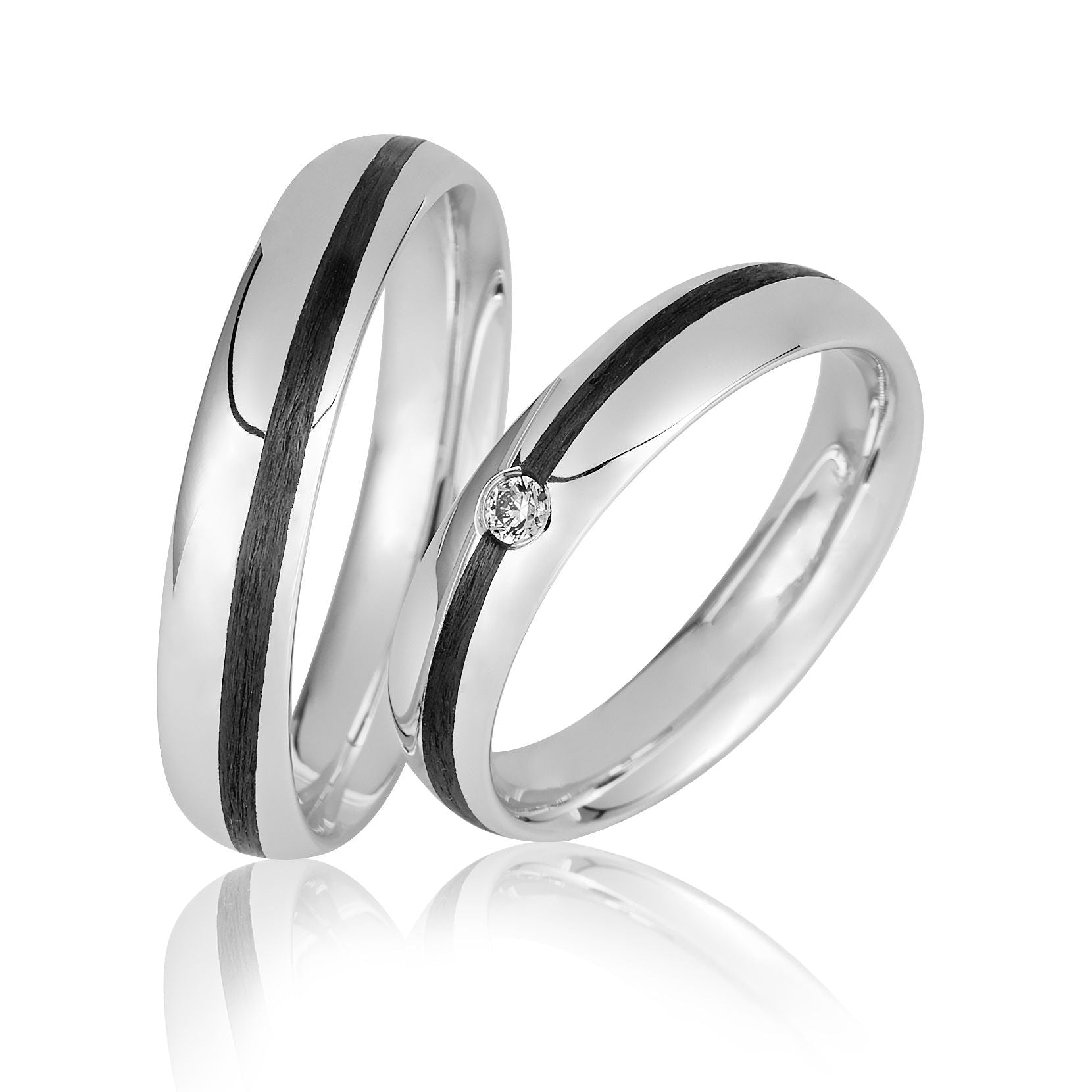 Zeitlos & Modern - Eheringe aus Carbon und Edelmetall auf eheringkaufen.ch erhältlich.