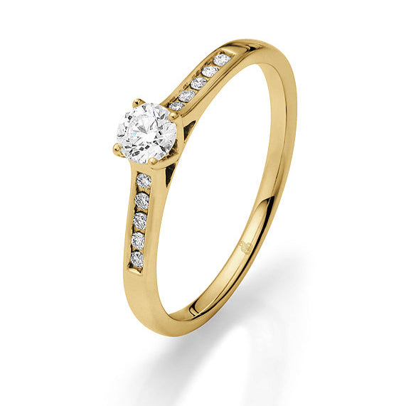 Verlobungsring Pavé in Gold mit gefassten Diamanten