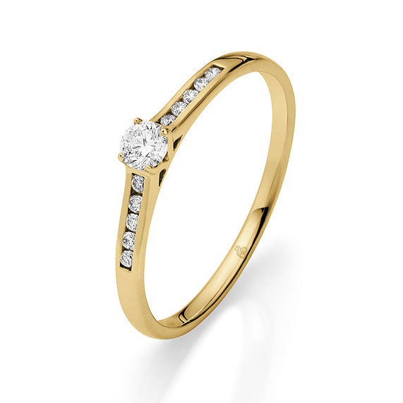 Verlobungsring Pavé in Gold mit gefassten Diamanten