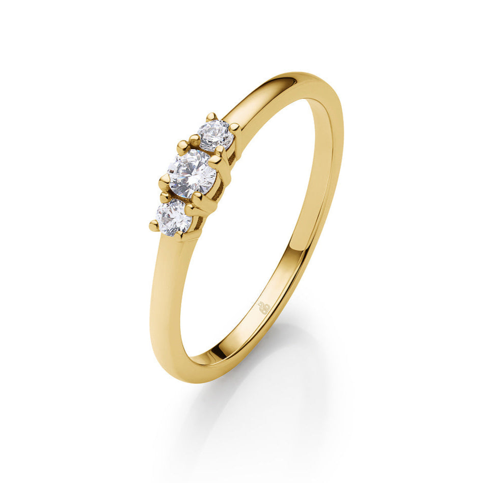 Verlobungsring Crown in Gold mit gefassten Diamanten