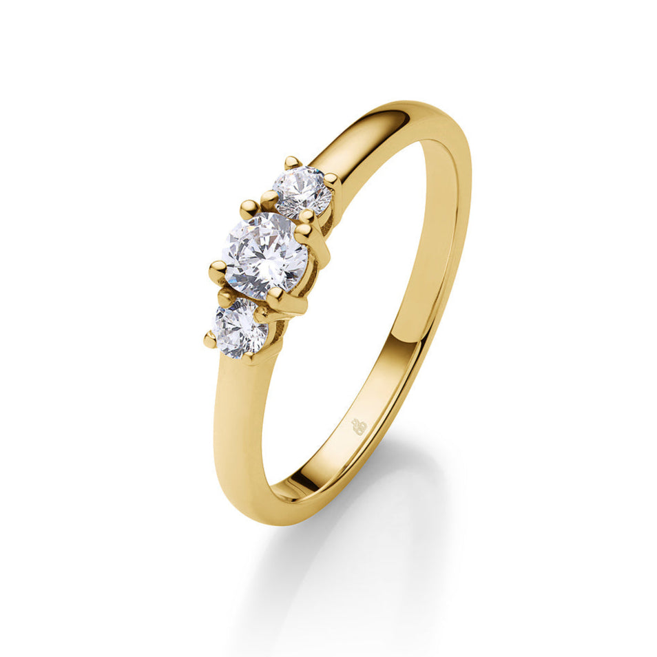 Verlobungsring Crown in Gold mit gefassten Diamanten